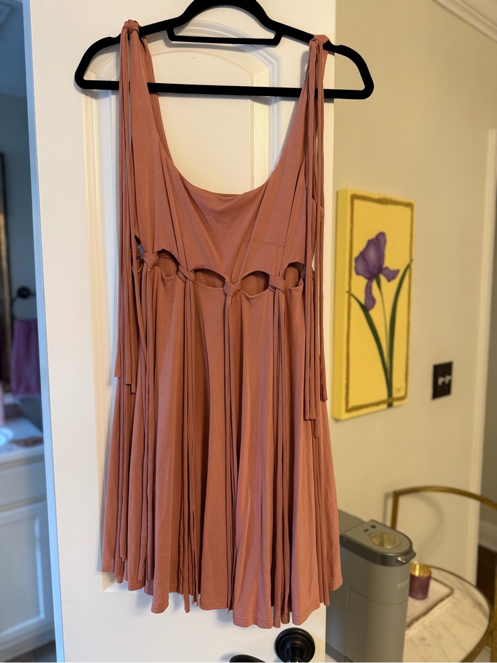 Free People Mauve Tie-Shoulder Mini Dress